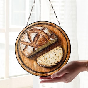 Sourdough Bread Stained Glass Suncatcher: Kitchen Window Decoration