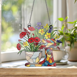 Floral Dough Mixer Acrylic Window Hanging: Baker Gift