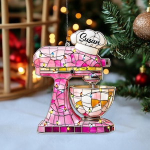 Custom Baking Mixer Suncatcher Ornament, Personalized Acrylic Baker Christmas Gift